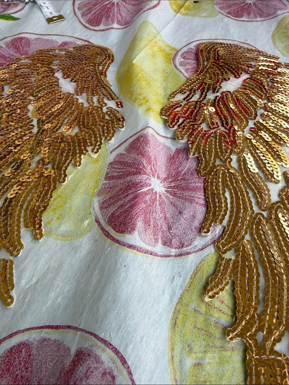 New 12.5 x 6” Gold Sequin Angel Wing Appliqué Patches iron on. Gorgeous